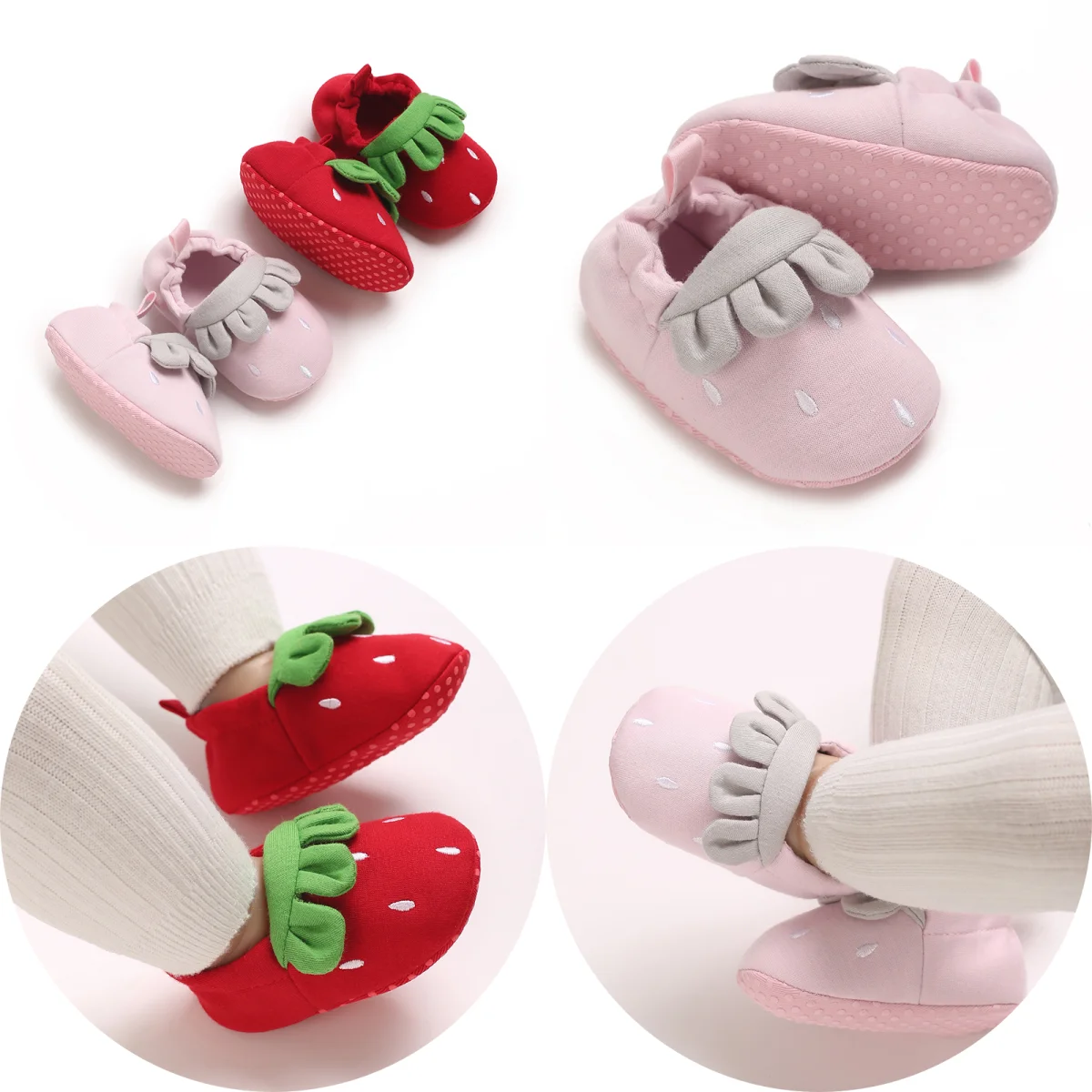 

Cotton Cute Strawberry Winter Baby Booties Girl Boots Cotton Soft-Sole Non-Slip Warm Toddler First Walkers Infant Crib Shoes