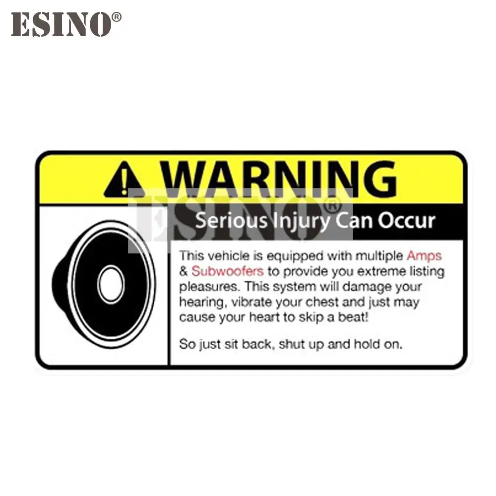

Car Styling Funny Warning This Car Is Equipped with Multiple AMPS And Subwoofers Creative Car Body Sticker Pattern Vinyl Decal