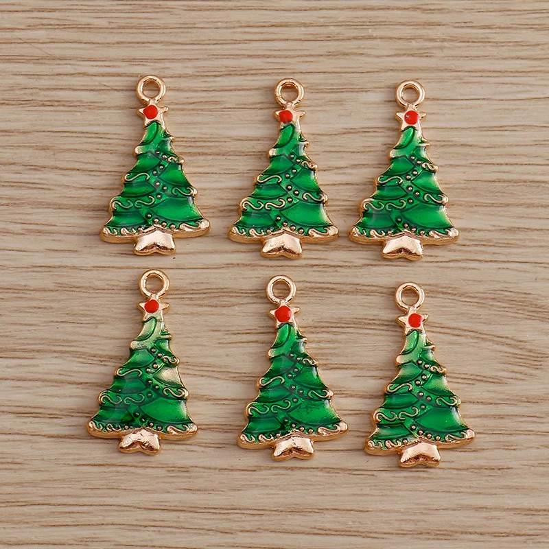 10 Stück Niedliche Weihnachtsanhänger aus Emaille: Weihnachtsmann, Handschuhe, Baum, Hirsch - Anhänger für Schmuckherstellung, Halsketten, Ohrringe, DIY-Geschenke – Detail 32