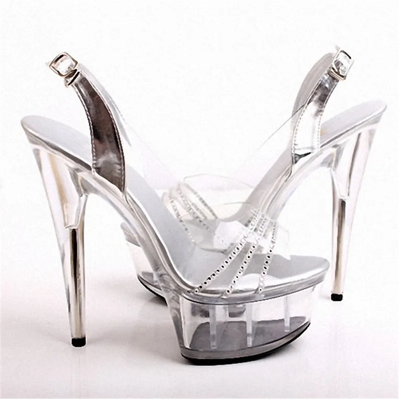 Ultra-high with sexy love crystal ultra high heels stage superfine sandals preferential price 15cm dance shoes