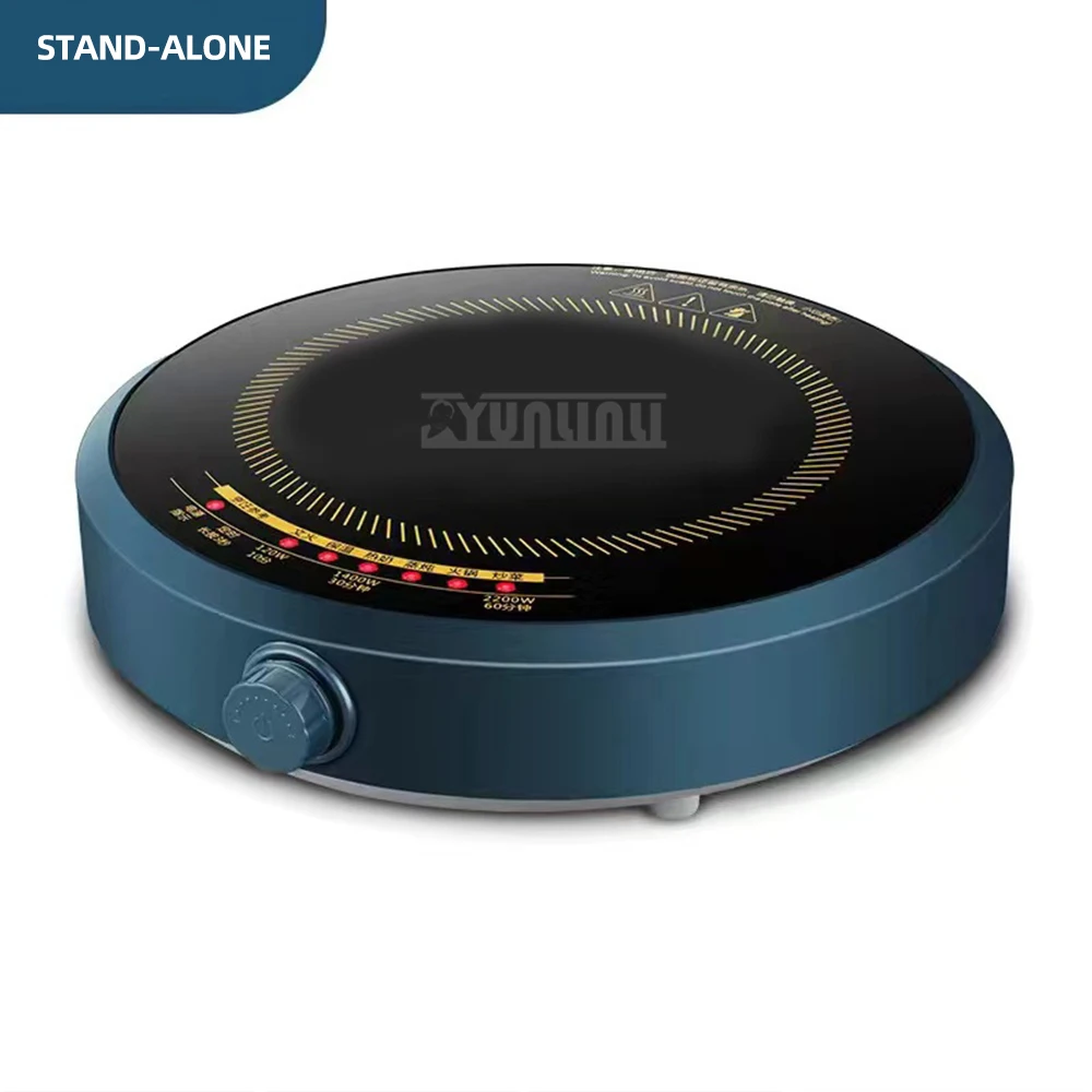 بوتاجاز حثي ذكي مستدير محمول ، منزل عالي الطاقة ، لوح كريستالي أسود ، شو W