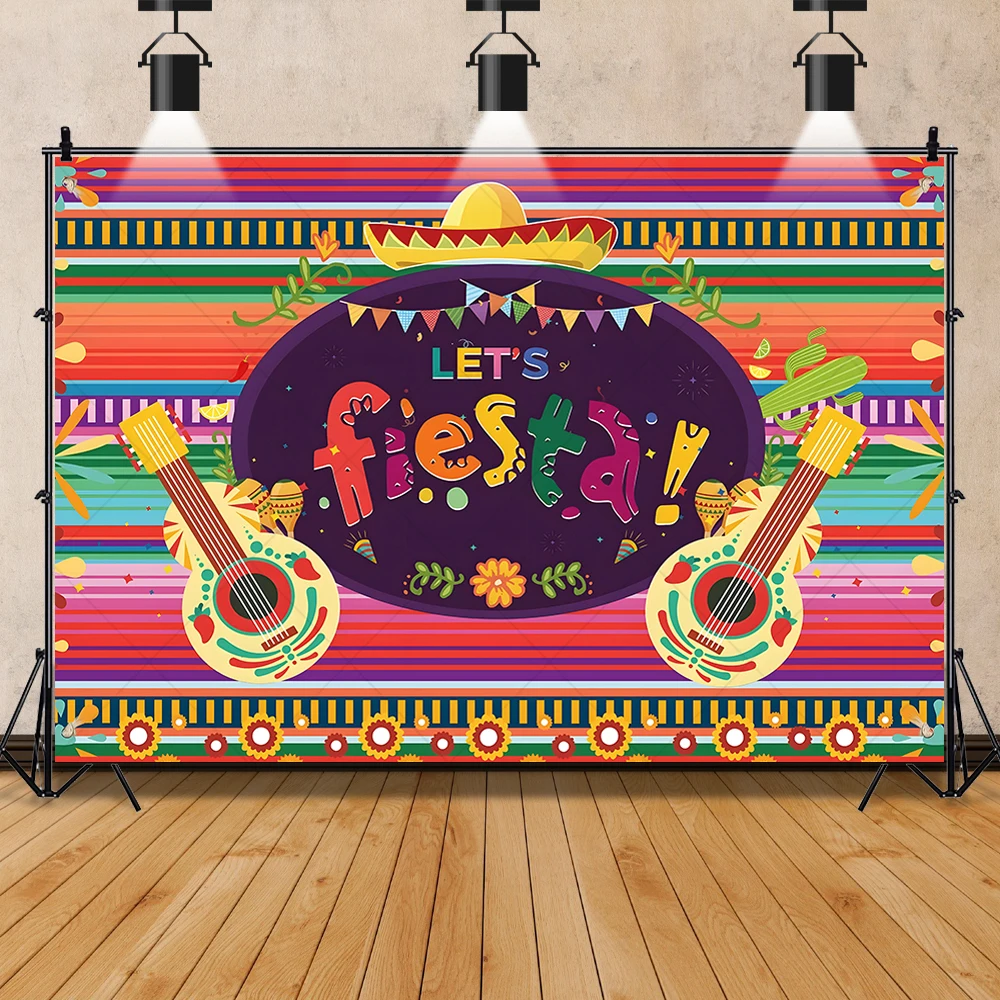 Mexican Carnival Photography Background Custom Day Of The Dead Family Party Decoration Banner Hat Flower Backdrop Photocall Prop