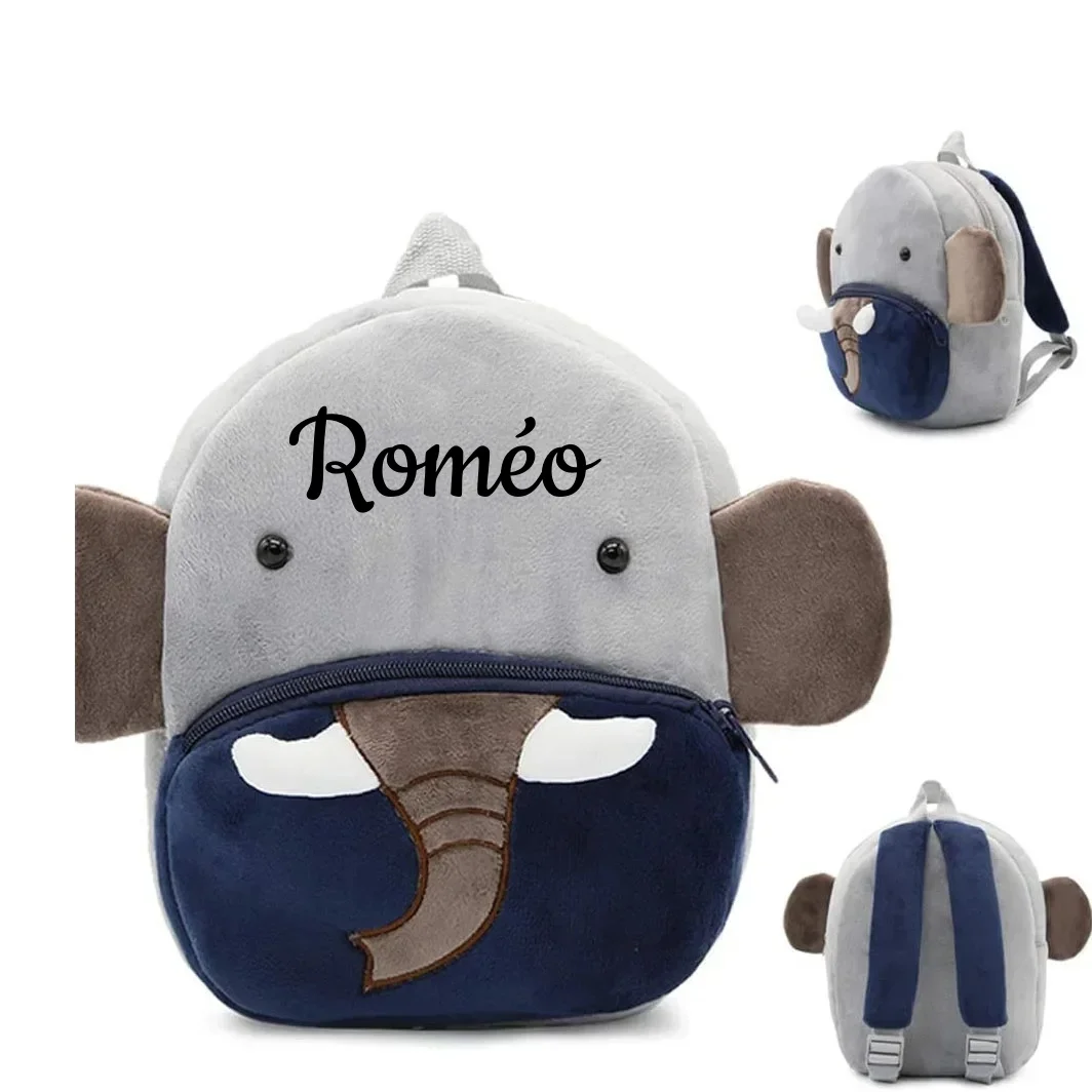 Mochila para criança personalizada, Saco com nome personalizado para menino e menina, Cute Soft Plush, Desenhos animados animais, Mini mochila