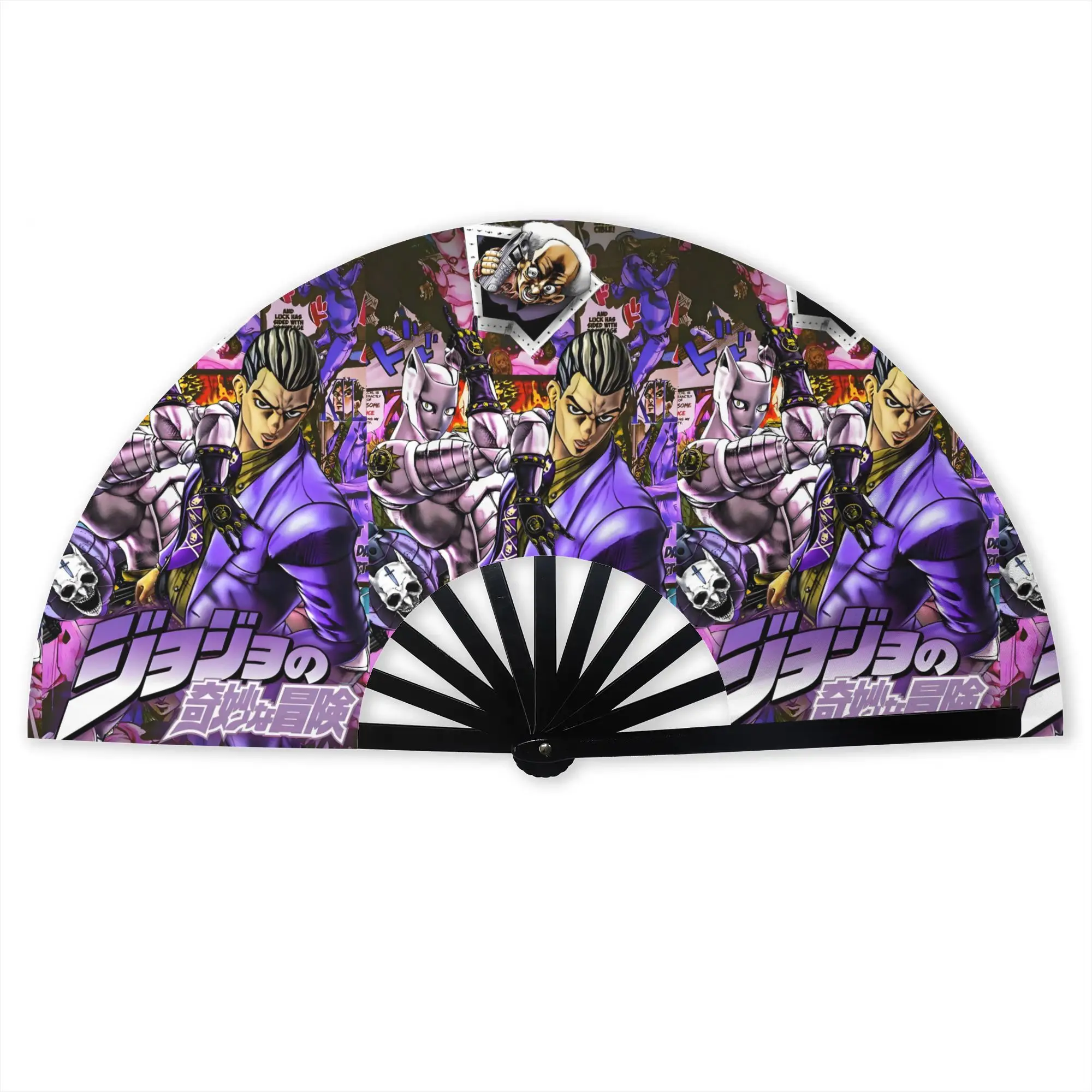 JoJos Bizarre Stylish Hand Fan Unisex Anime Adventure  Printed Polyester Fan Trendy For Wedding Party Gift