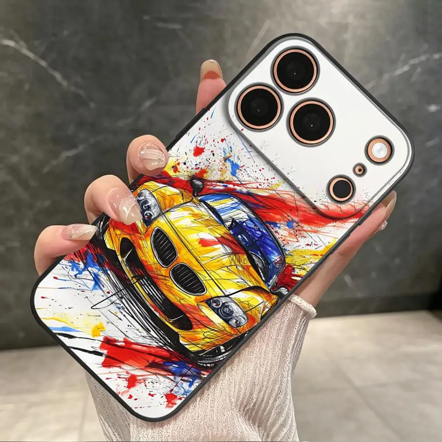 Phone Cover Case for Apple iPhone 17 Pro Max 11 13 Mini 14 6 6S SE X 15 16 Plus XS 7 8 Colorful Sports Car