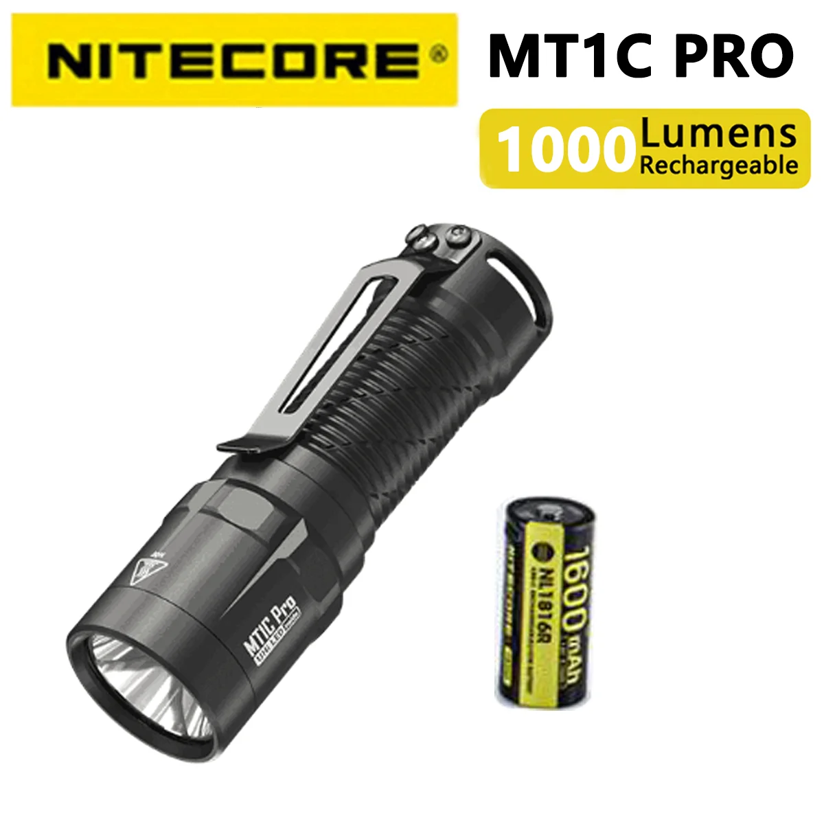 NITECORE MT1C PRO 1000Lumens Max Beam Distance 360M Protable EDC Tactical Light Rechargeable,Include Battery