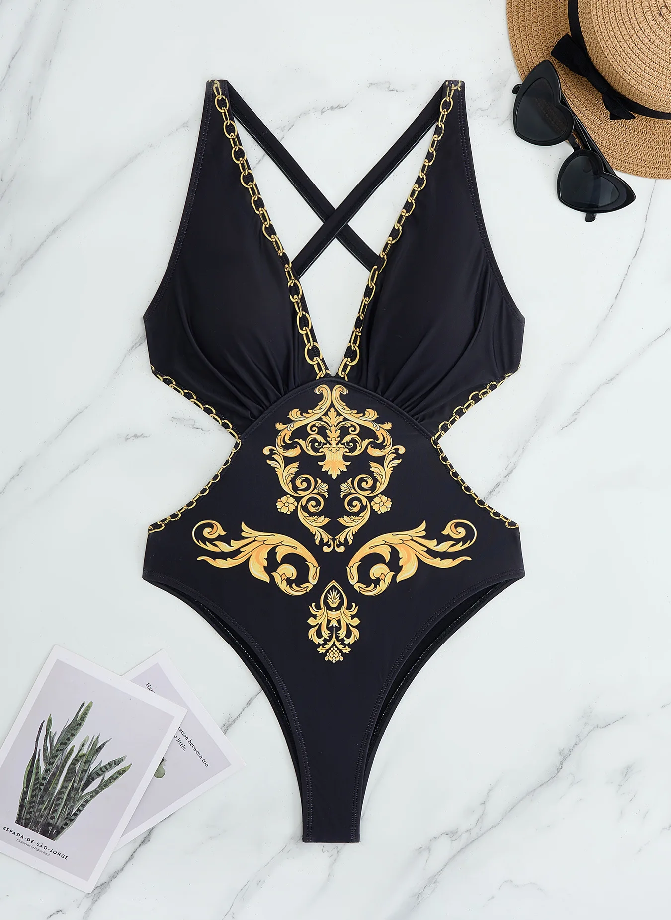 Plunge Neck One Piece Swimsuit African Print Swimwear Padded Women\'s Swimming Bathing Suit Female Trikini Beach Wear Pool Bather