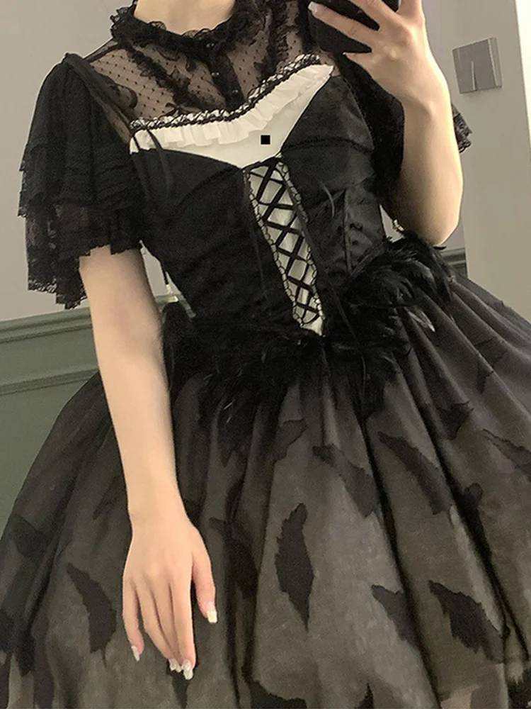 Lolita Sle Lace Sve Base irt Versatile ort Sve loween Inner Wear Ele Fit Polyester Fiber Skin-friendly Bre...