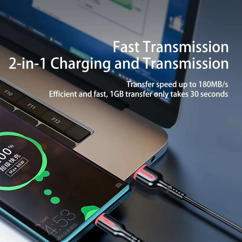 3 in 1 66W 6A Fast Charging USB Type C Cable Micro USB Cable for iPhone Charging Cable for Samsung Xiaomi Charger Cable