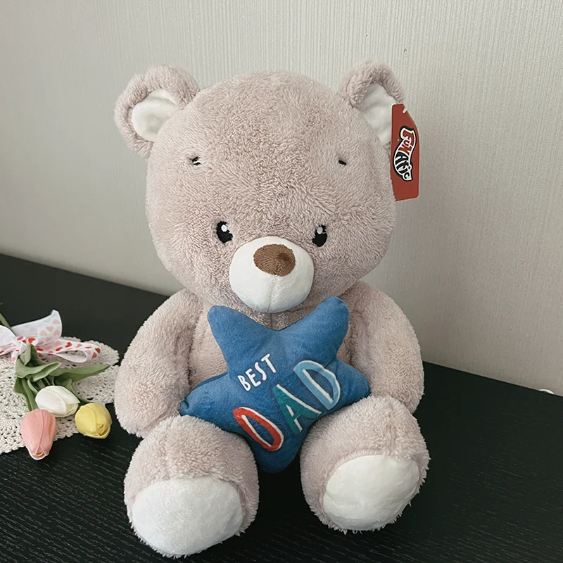 30cm High Quality cute best dad teddy bear toy doll with star Stuffed Animals Plush Toys dolls teddy bear for birthday Gift