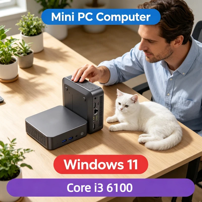 

Mini Gaming Office Study Pc Core i3 6100 Windows 11 Pro 32GB RAM 1TB 2TB SSD WIFI 6 BT5.2 4K HD 3 Years Warranty