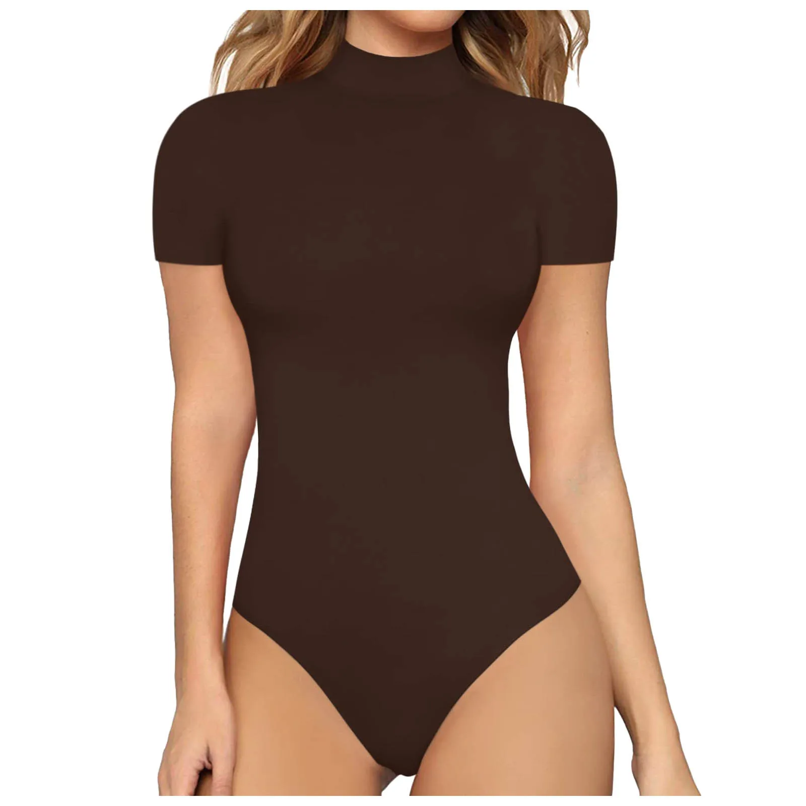 34212-3846ed.jpg One-Piece Bodycon Sexy Bodysuit Short Sleeve O-Neck Open Basic Solid Color Overalls Women Body Tops Skinny Rompers Female - Image 1