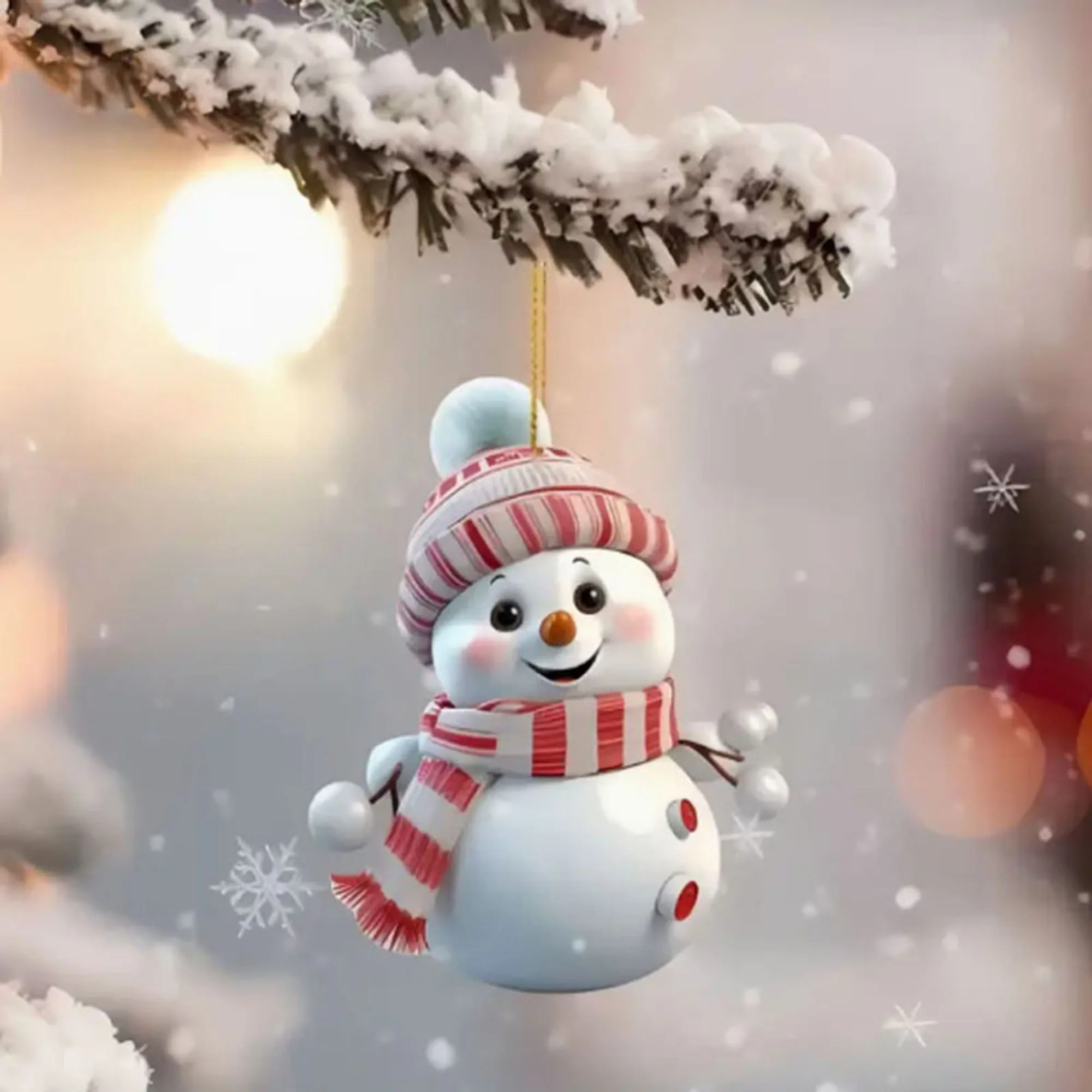 10 Stück/5 Stück Weihnachts-Autospiegel-Ornamente - Schneemann Acryl-Hängedekorationen für Baum, Weihnachtsdekoration – Detail 8