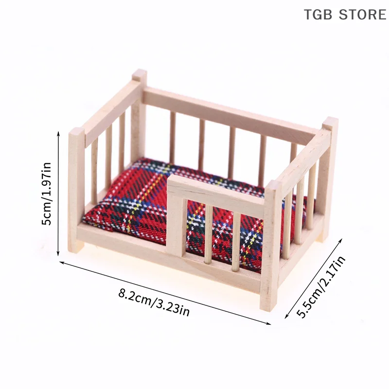 1:12 Babybedje Bed Babybedje Meubels Model Miniatuur Decor Speelgoed Poppenhuis Accessoires