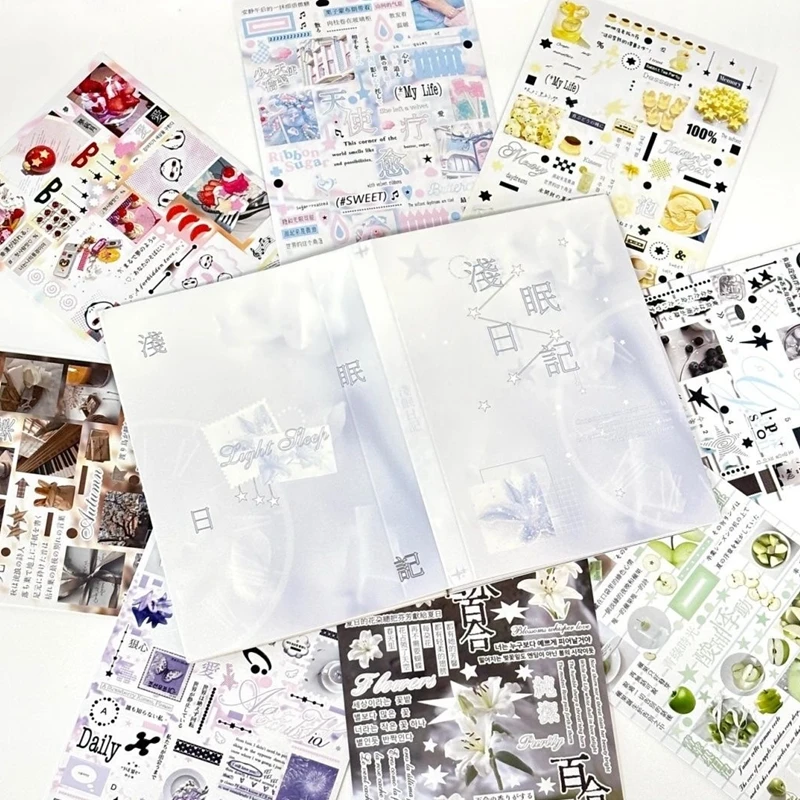32Pages Korean Style Ins Cute Cut Film Sticker Book Girl Journal Phone Case DIY Scrapbook Sticker Kawaii Decoration Stickers