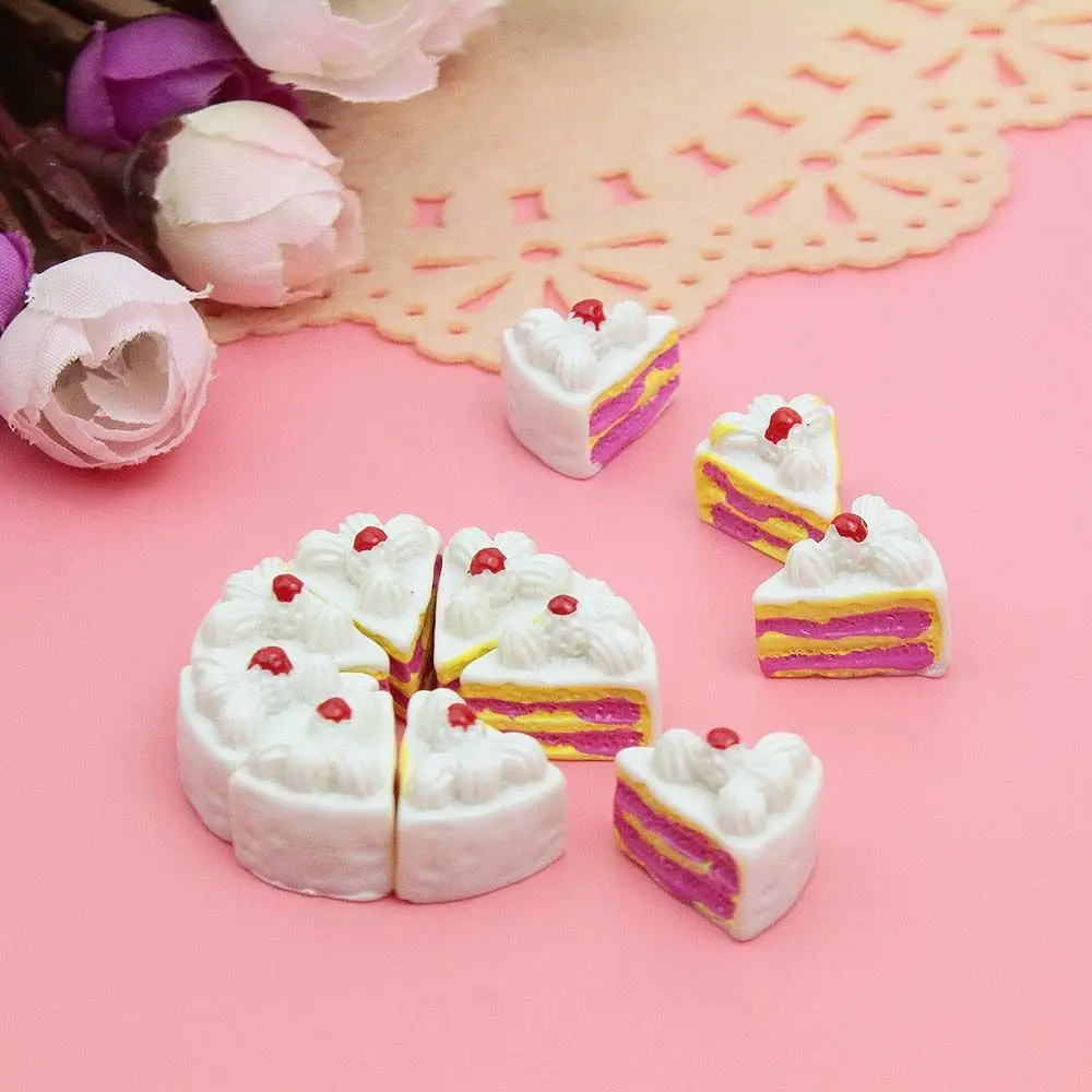 10 Pcs DollHouse Cakes Kawaii DIY Miniature Artificial Fake Doll Food Cake Resin Ornament Craft Play Doll House Accessories