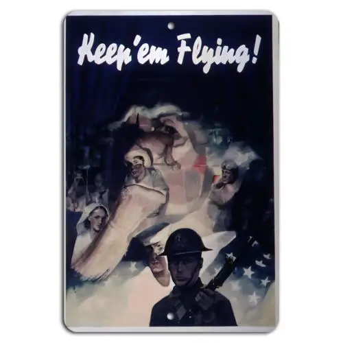 Keep ;em Flying! Support Our Heroes-Aluminum-tin sign