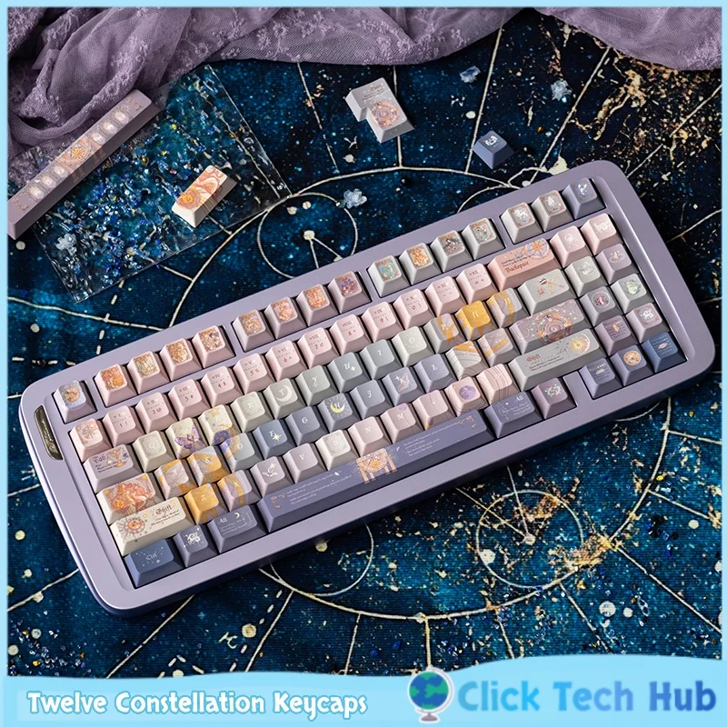 

Колпачки для клавиш «Двенадцать созвездий» Cherry Height Pbt, индивидуальные механические колпачки для клавиш, многослойные колпачки для клавиш Teana в стиле ретро, аниме
