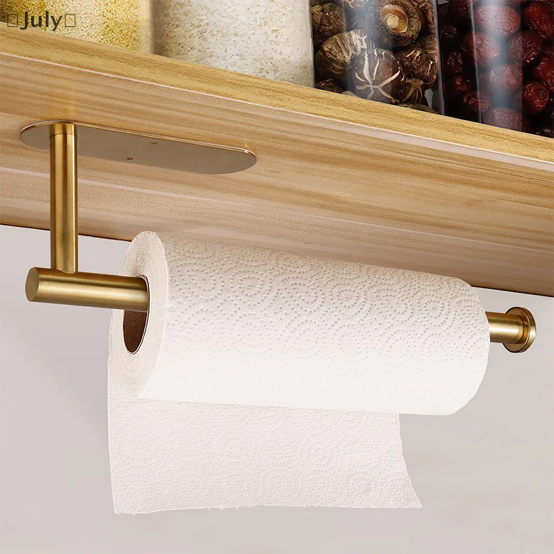 Suporte autoadesivo para rolo de papel, suporte de armazenamento de gancho de cozinha, aço inoxidável, montagem na parede, toalheiro