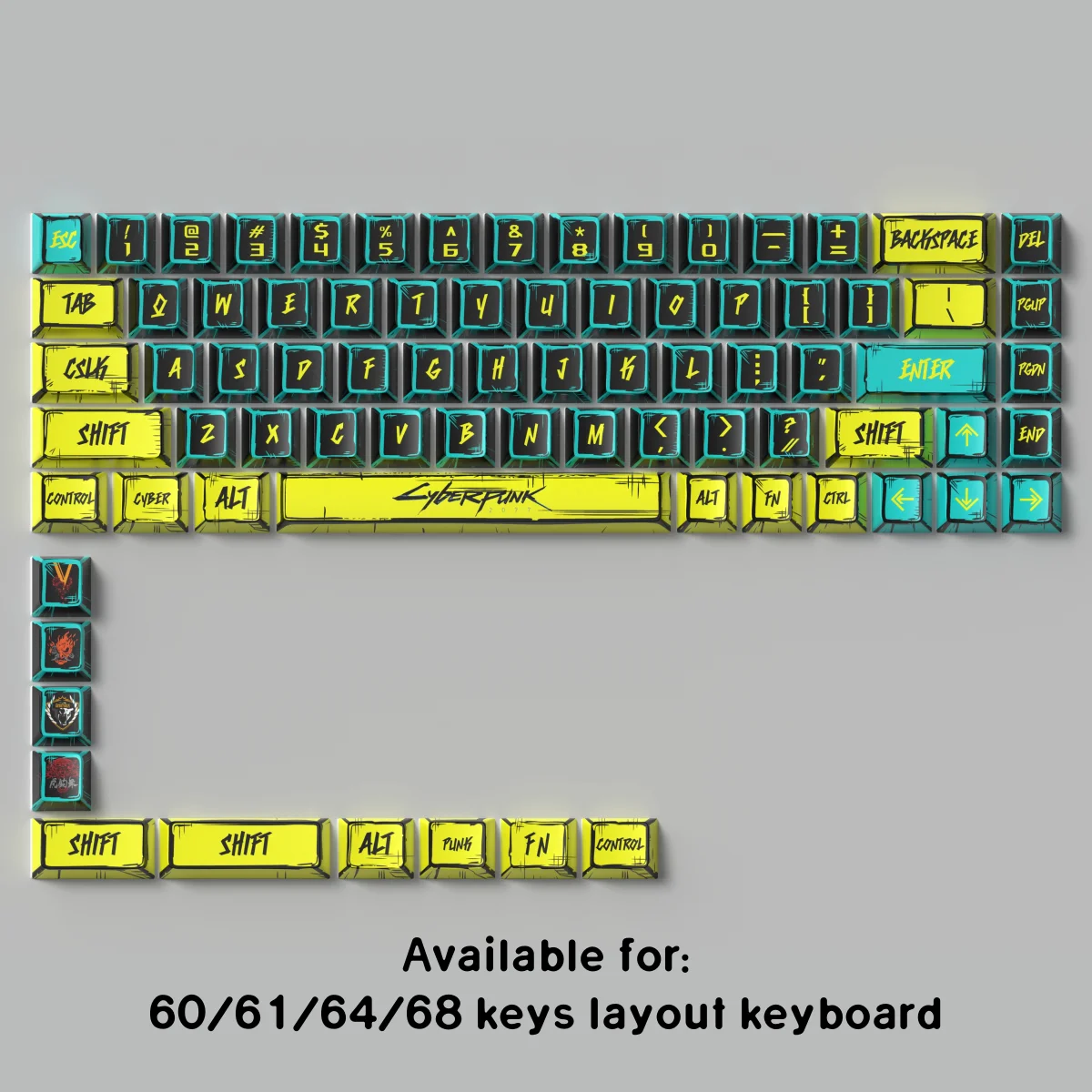 GMK WOB Keycaps Comic Style Cherry Profile PBT Dye-Sub 151-toetsen voor mechanisch gamingtoetsenbord Dikker Keycaps Wooting ISO
