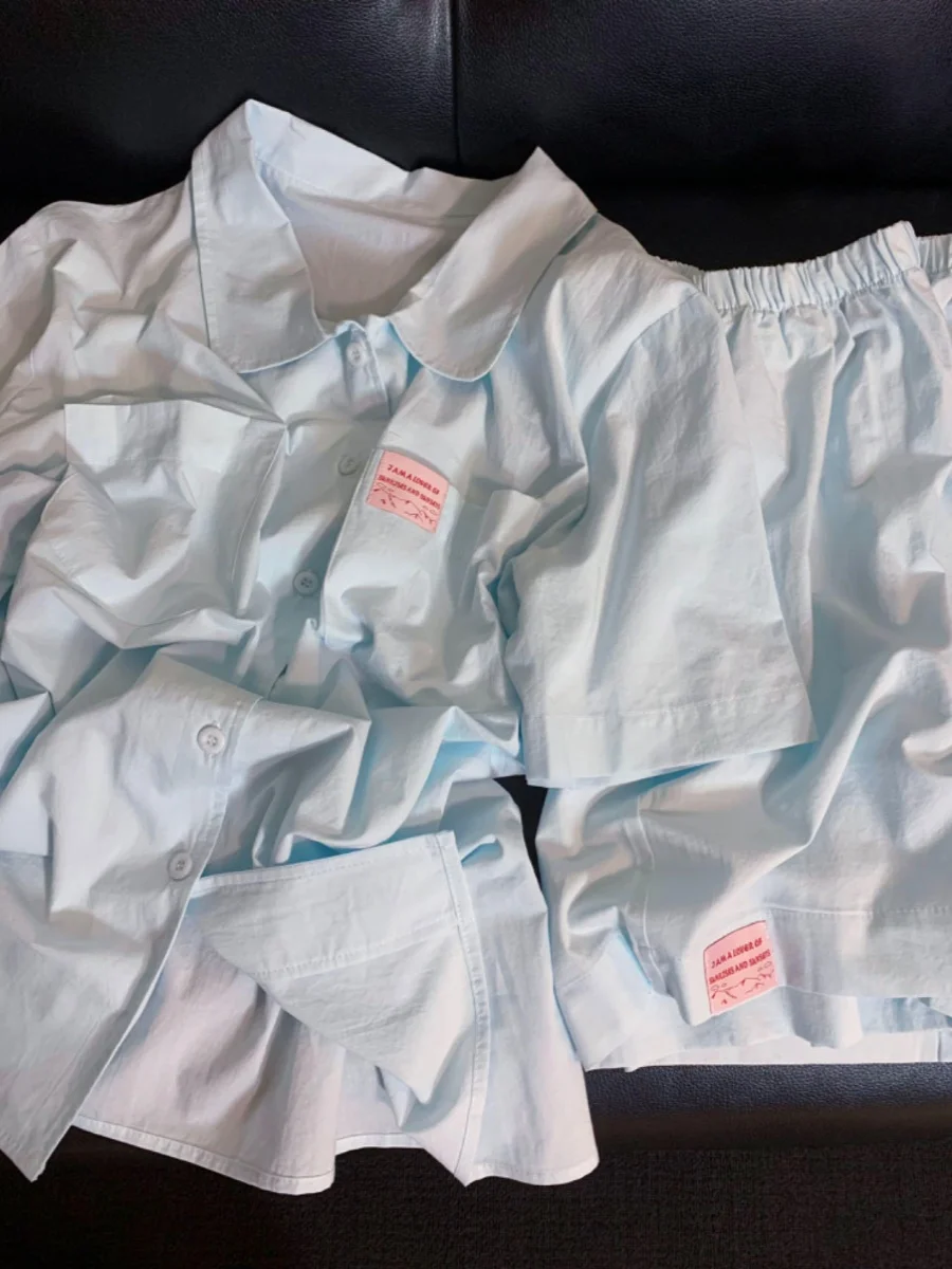 

Blue ort Sve Spwear Женский удобный комплект домашних брюк больших размеров, можно носить на улице, корейский простой летний комплект...