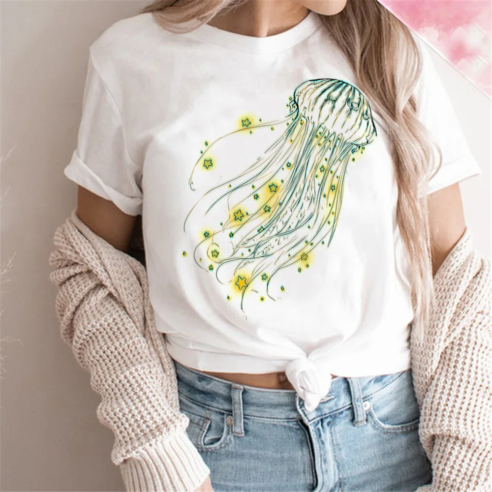 Jellyfish top women summer tshirt girl manga clothing