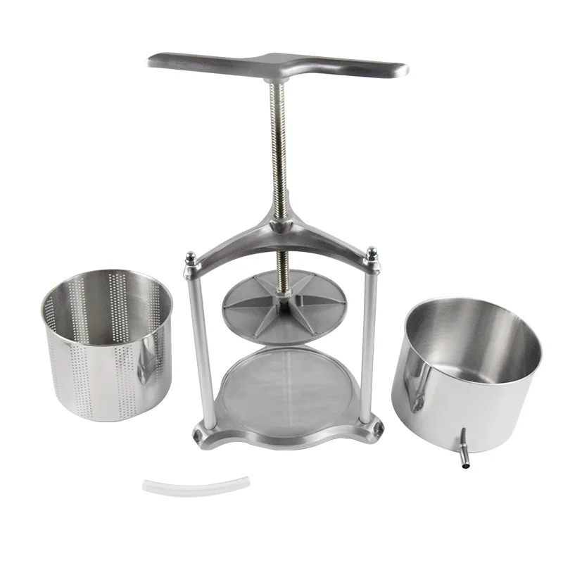 Manual Wine Press 6L Aluminum Frame 304 Stainless Steel Barrel Cheese Press Vegetable Filling Medicine Residue Water Squeezer