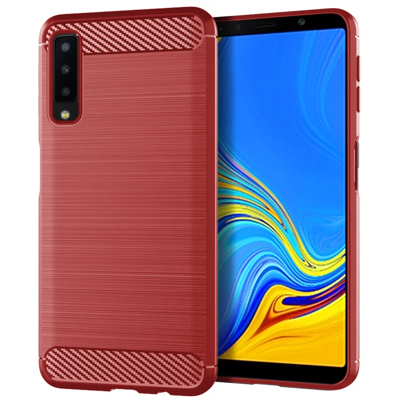 For Samsung Galaxy A7 2018 Silicone Case Shockproof Back Cover For Galaxy A750 Phone Cases Carbon Fiber Case Coque Fundas