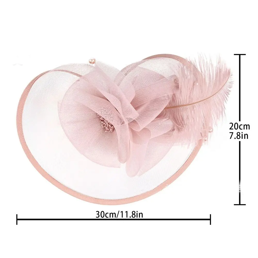 الرجعية رائعة شبكة ريشة عقال اللؤلؤ الحلو العروس غطاء الرأس قبعة رسمية أنيقة 1920s إكسسوارات الشعر سيدة #6