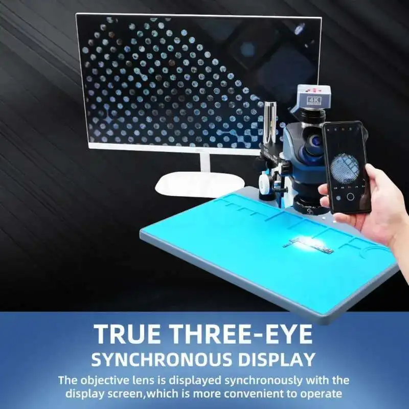 Kaisi Zoom Trinocular Stereo Microscope Set With 4K HDMI Video Camera TX-350s Plus 3.5X-100X For Soldering Repair