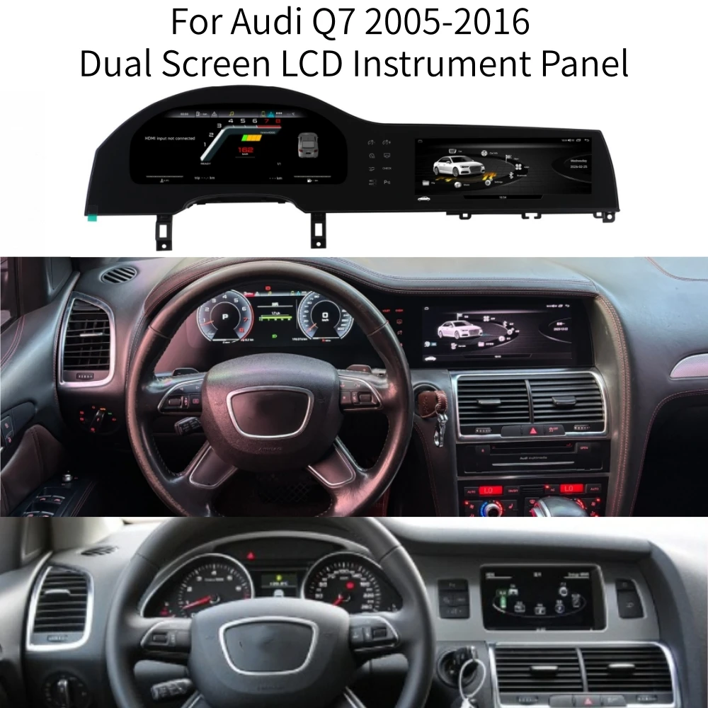 

LCD Android Dual Screen For Audi Q7 2005-2016 Speedometer Car Digital Cluster Virtual Cockpit Dashboard Instrument Panel CarPlay