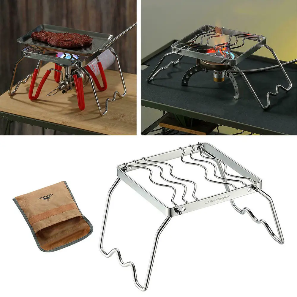 Portable Gas Stove Burner Pot Support Stand Rack BBQ Grill For Camping Cooking