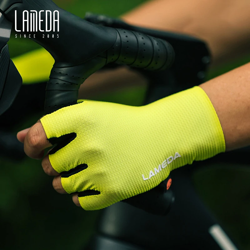 LAMEDA Cycling Gloves Elastic Interface Palm Pad Anti-UV Breathable Men Women Spring Summer MTB Road Bike Accessories