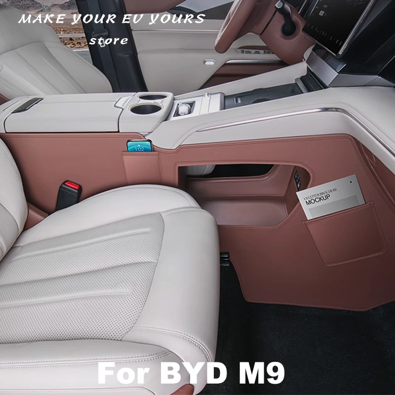 

Для BYD M9 2025, кожаный коврик с центральным управлением и обеих сторон, водонепроницаемый коврик, защитный чехол, аксессуары