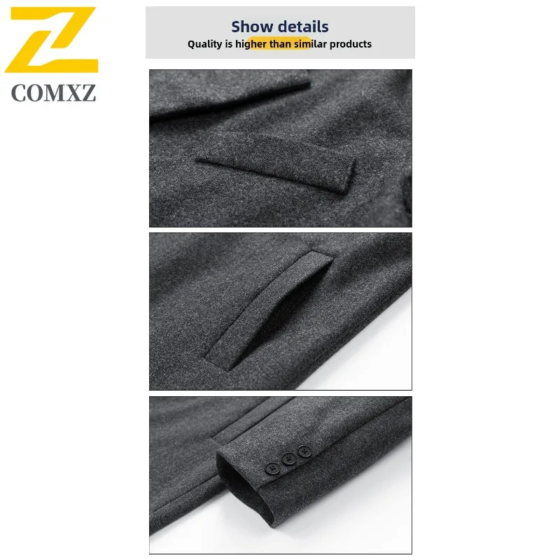 COMXZ Men Woolen Trench Classic New Windproof Comfortable Business Trip Winter Jacket Office Luxury High Quality Wool Jacket