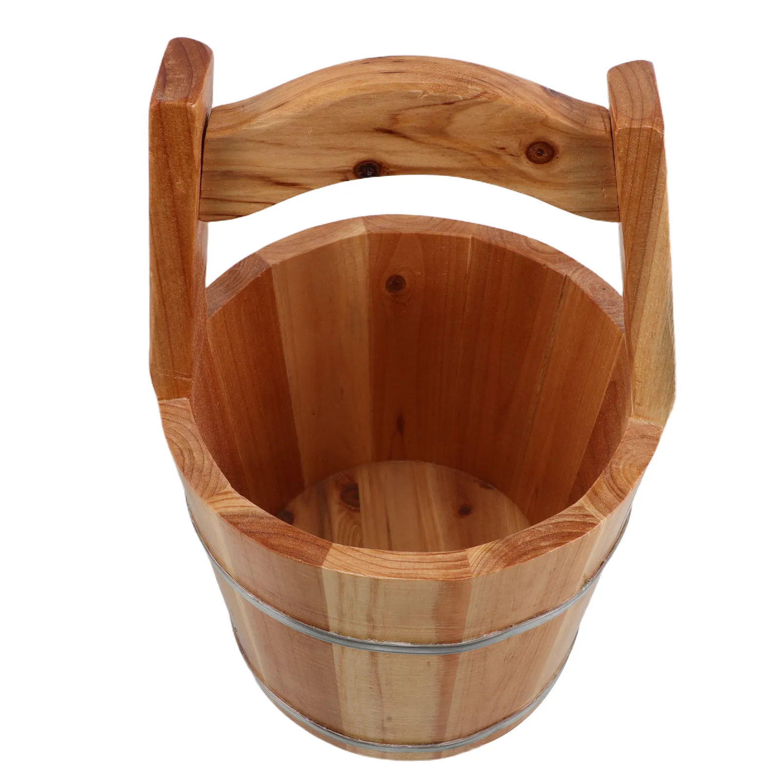 Wooden Water Bucket Rustic Foot Soaking Tub Portable Bath Basin For Camping Hiking Sauna Outdoor Shower Handmade Natural