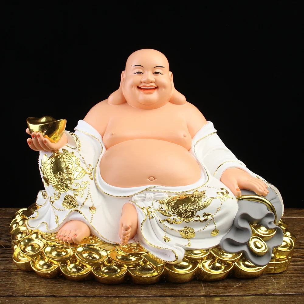 Asia GOOD Maitreya Buddha God of wealth figure home Altar shop Worship efficacious Talisman family Goddess Mascot statue