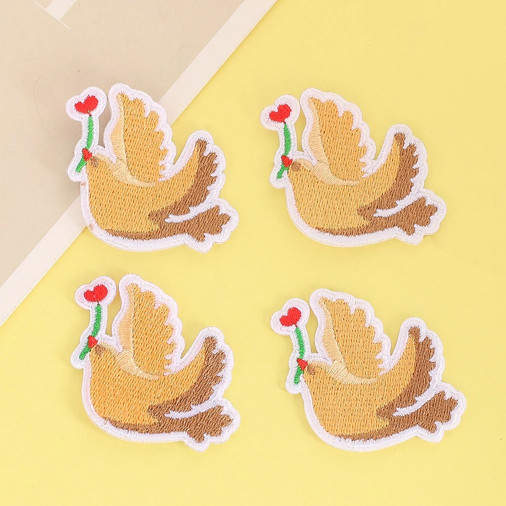 

6pcs Peace Doves Embroidered Fabric Stickers Iron-On Clothing Supplies Patch Fabric on Badge DIY Handmade Sewing Accessories