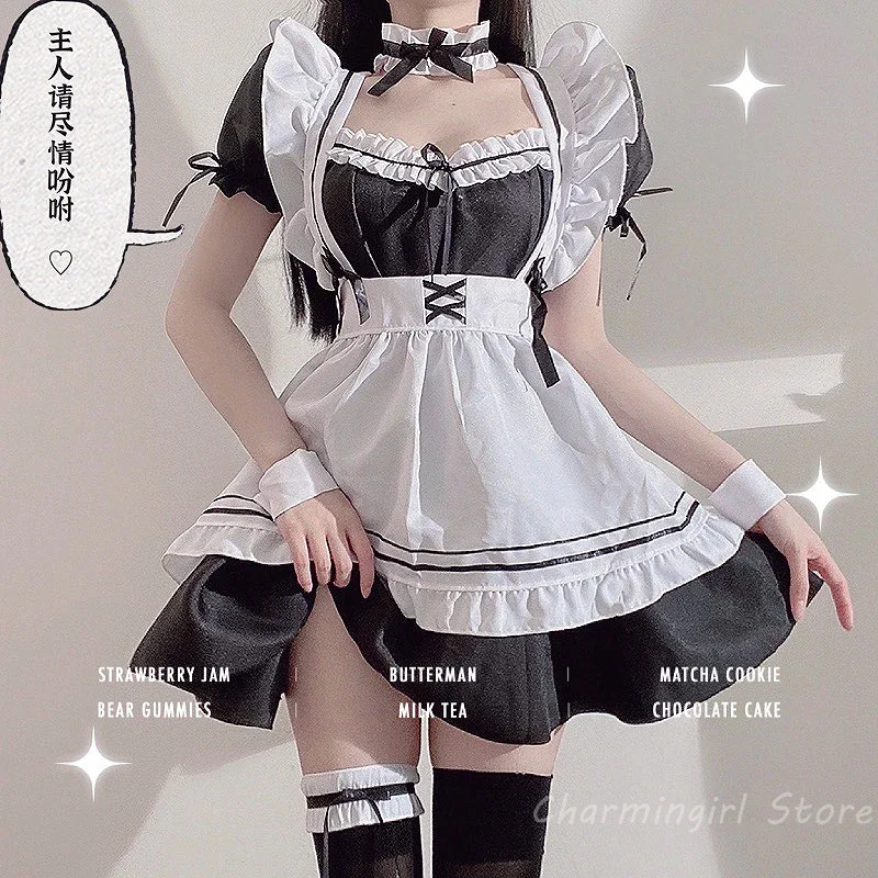 Japanese Maid Cos Uniform Lovely Girl Student Lolita Dress Sweet Style Cute Cat Cafe Princess Dresses Harajuku Kawaii Lingerie