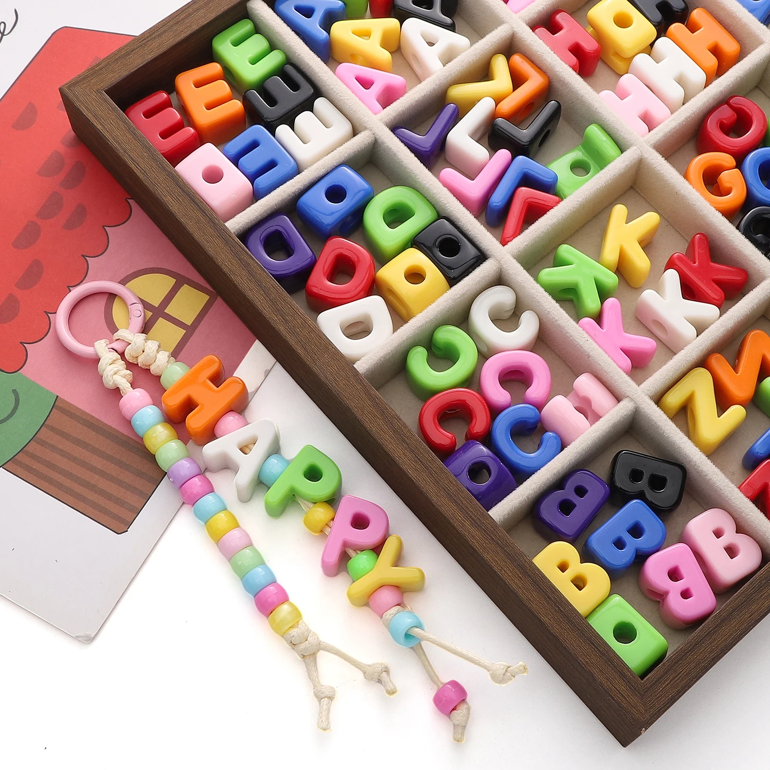 10 قطعة عشوائي مختلط اللون الاكريليك ثقب كبير رسالة الخرز عدد الملحقات اليدوية DIY بها بنفسك صنع المجوهرات أساور أقراط المعلقات #2