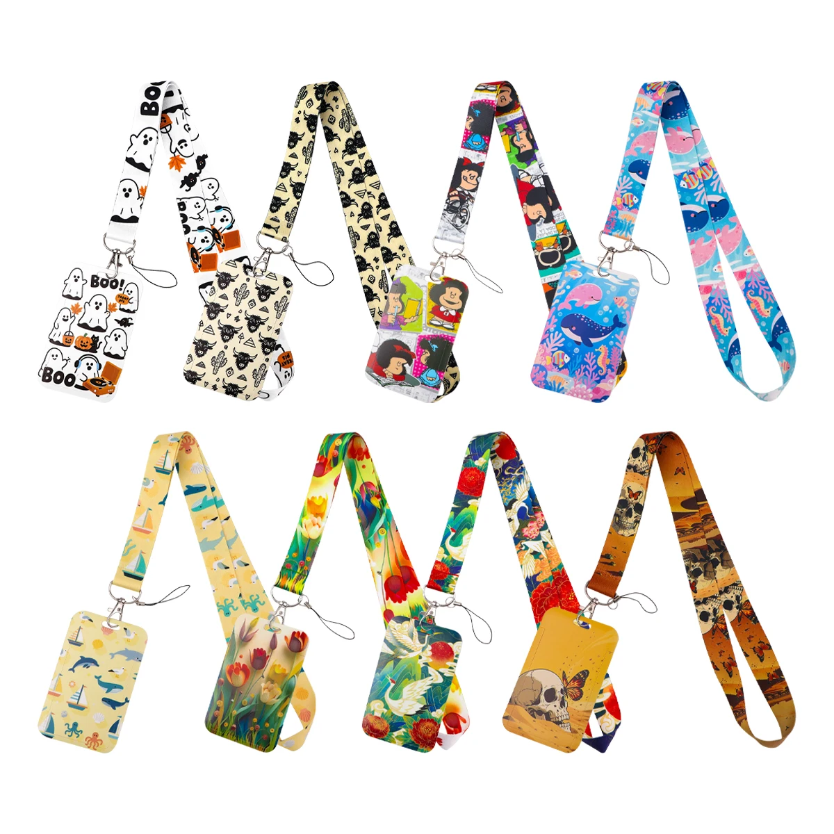 

Cartoon Animals Ghost Lanyard Neck Strap Keychain ID Card Cover Badges Holder Mobile Phone Hang Rope Keyring Accessories Gifts