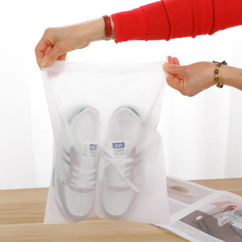 Vlies-Staubbeutel, transparent, schmutzige Aufbewahrungstasche mit Kordelzug, Reisekleidung, Schuhe, Kordelzug, atmungsaktive Aufbewahrungstasche