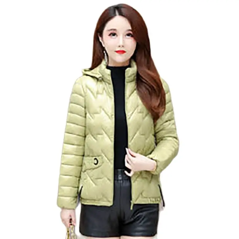 

Fashionable Shiny Cotton Coat Women's 2022 Autumn And Winter Short Stand Collar Loose Cotton Coat Hooded Warm Pocket Jacket6XL