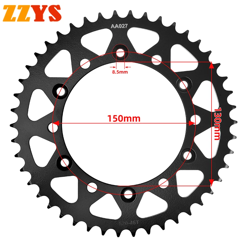 520-46T 520 46T 46 Tooth Motorcycle Accessories Rear Sprocket Gear Wheels Cam For Honda Road NX650 NX650S Dominator NX 650 95-01