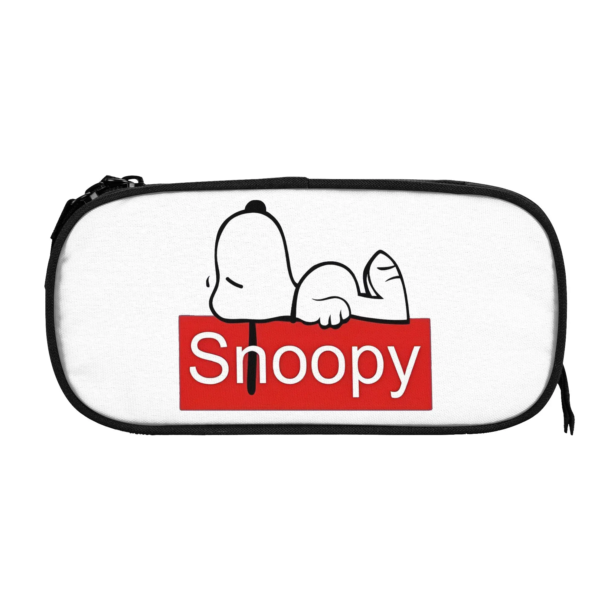 

Large-capacity Pencil Pouch Snoopys cartoon dog School Accessories Double Layer Pencil Box Girl Make Up Bag Birthday Gift