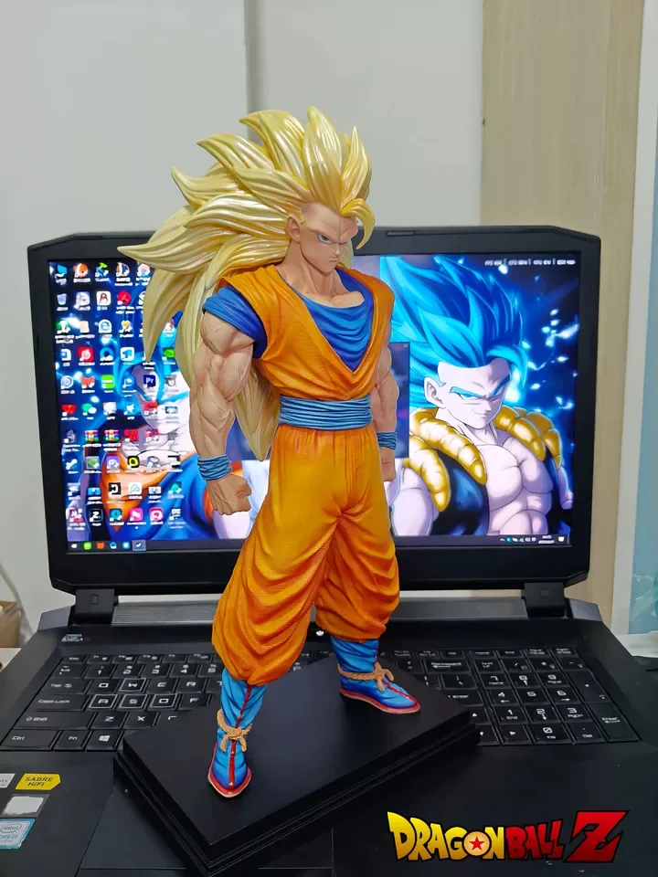 34CM Dragon Ball Figure Super Three Wukong High-quality Statue Super Three GK Figure Model Ornament Peripheral Boy Gift