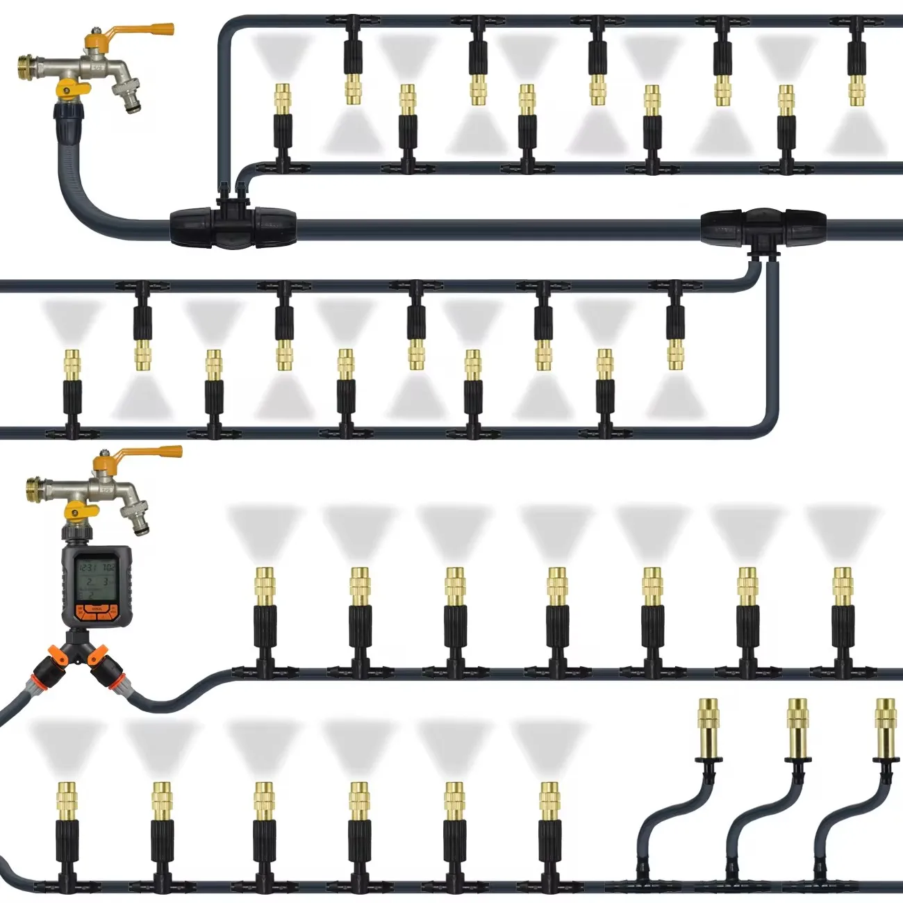 KESLA 5-30M Outdoor Nebulizer Misting Watering Cooling System 1/4 Irrigation Brass Atomizer Nozzle Garden Hose Patio Greenhouse