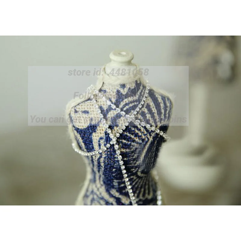 Cotton Linen Fabric Blue Model Jewelry Stand, Mannequin Body, Necklace Display Holder, Ring Storage, 2 Sizes, D187, 1Pc