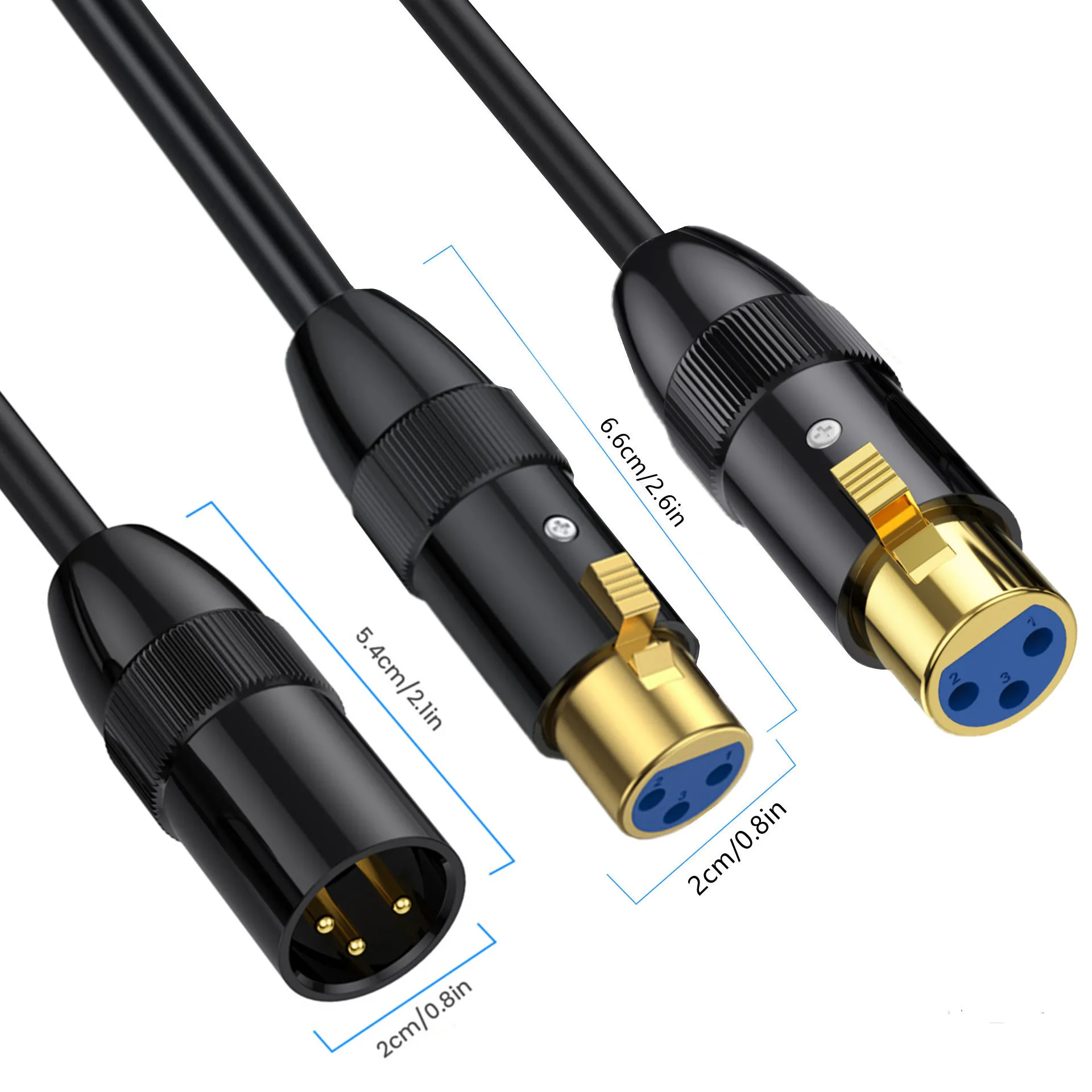 XLR 3P Splitter Cable, XLR Male to Dual XLR Female Y-Splitter 3Pin Balanced Microphone Cable (XLR-M to Two XLR-F)