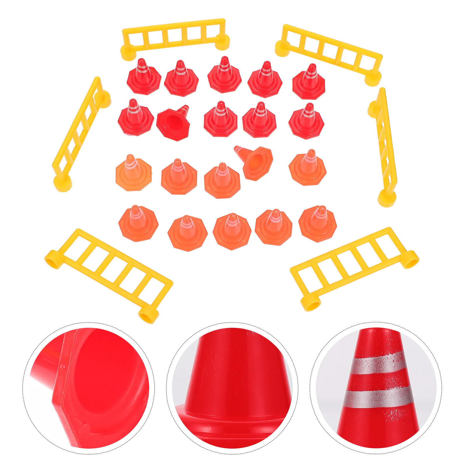 

Traffic Safety Cones and Guard Bars Set Premium Plastic Kids Educational Road Construction Isolation Props Mini Traffic